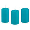 8x Kaarsen turquoise blauw 6 x 12 cm 40 branduren sfeerkaarsen - Stompkaarsen