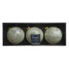 6x stuks luxe glazen kerstballen brass wit met goud 8 cm - Kerstbal