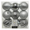 18x stuks kunststof kerstballen zilver 8 cm met luxe afwerking - Kerstbal