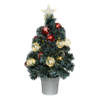 Fiber optic kerstboom/kunst kerstboom met verlichting en kerstballen 60 cm - Kunstkerstboom