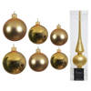 Groot pakket glazen kerstballen 50x goud glans/mat 4-6-8 cm met piek mat - Kerstbal