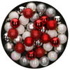 42x Stuks kunststof kerstballen mix wit/zilver/rood 3 cm - Kerstbal