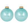 24x Glanzende blauwe kerstboomversiering kerstballen van glas 7 cm - Kerstbal
