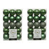 60x stuks kunststof kerstballen salie groen (sage) 6 cm glans/mat/glitter - Kerstbal