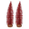 2x stuks kerstboompjes op stam 35 cm rood - Kunstkerstboom