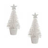 2x stuks klein wit kerstboompje 15 cm kerstdecoratie/kerstversiering - Kunstkerstboom