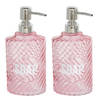 2x stuks zeeppompjes/zeepdispensers parel roze van glas 500 ml - Zeeppompjes