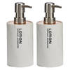 2x stuks zeeppompjes/zeepdispensers marmer wit kunststof 350 ml - Zeeppompjes