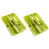 2x stuks bestekbakken/bestekhouders 2 lagen lime groen L40 x B30 x H7 cm - Bestekbakken