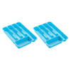 2x stuks bestekbakken/bestekhouders 5-vaks blauw L24 x B24 x H4 cm - Bestekbakken