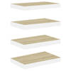 vidaXL Wandschappen zwevend 4 st 40x23x3,8 cm MDF eikenkleurig en wit