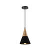 QUVIO Hanglamp langwerpig beton met hout zwart - QUV5141L-BLACK