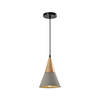 QUVIO Hanglamp langwerpig beton met hout grijs - QUV5141L-GREY