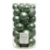 30x Kunststof kerstballen glanzend/mat/glitter salie groen kerstboom versiering/decoratie - Kerstbal