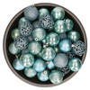 37x stuks kunststof kerstballen ijsblauw (arctic blue) 6 cm glans/mat/glitter mix - Kerstbal