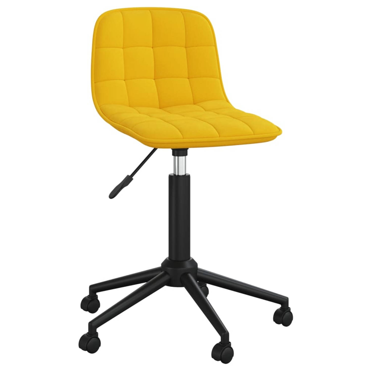 The Living Store Draaibare eetkamerstoelen - geel fluweel - 42.5 x 45 x (69 - 80.5) cm - inclusief zwenkwielen - Gasveermechanisme - 4x