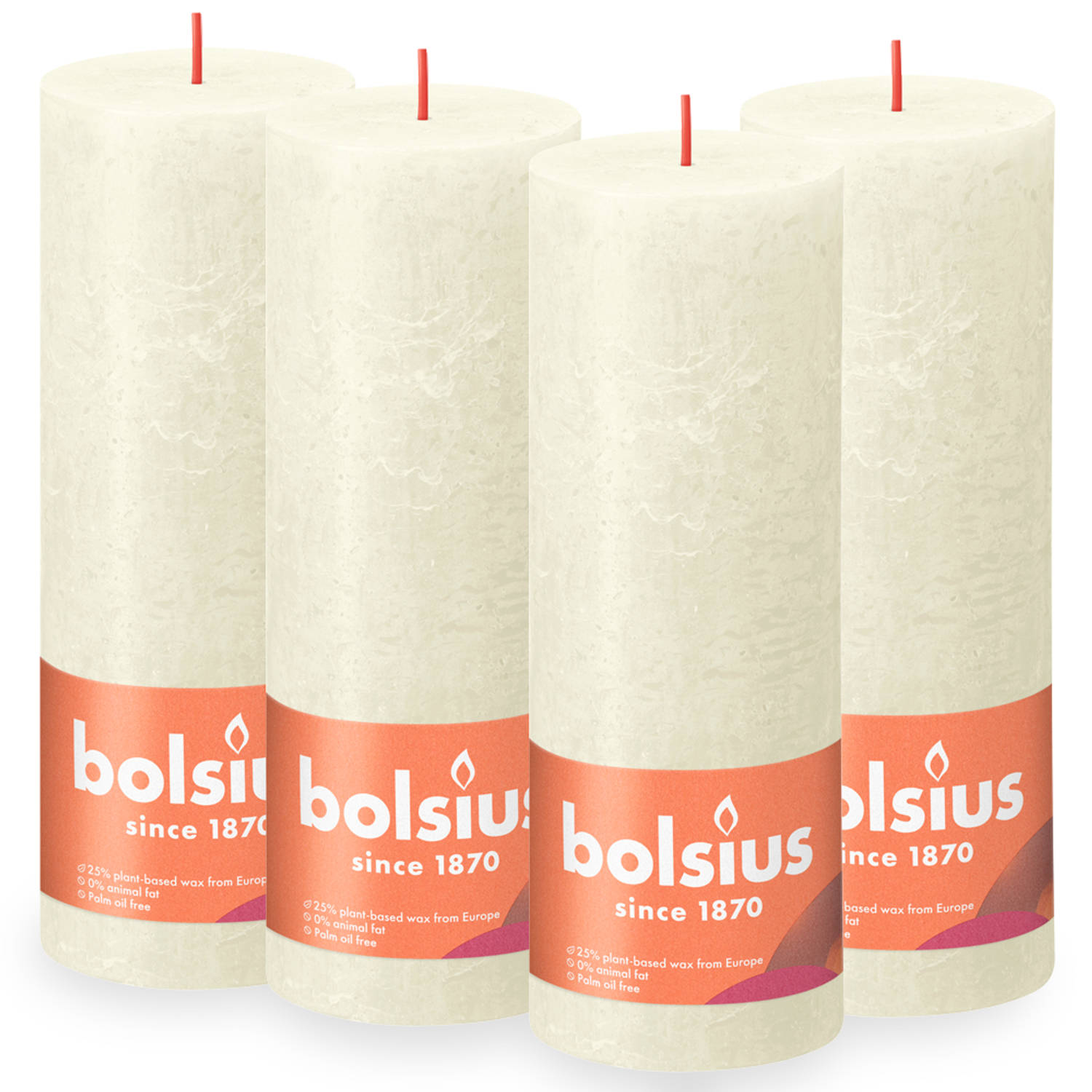 bonen Regeneratief puree Bolsius - 4 rustieke kaarsen - ivoor - 19cm | Blokker