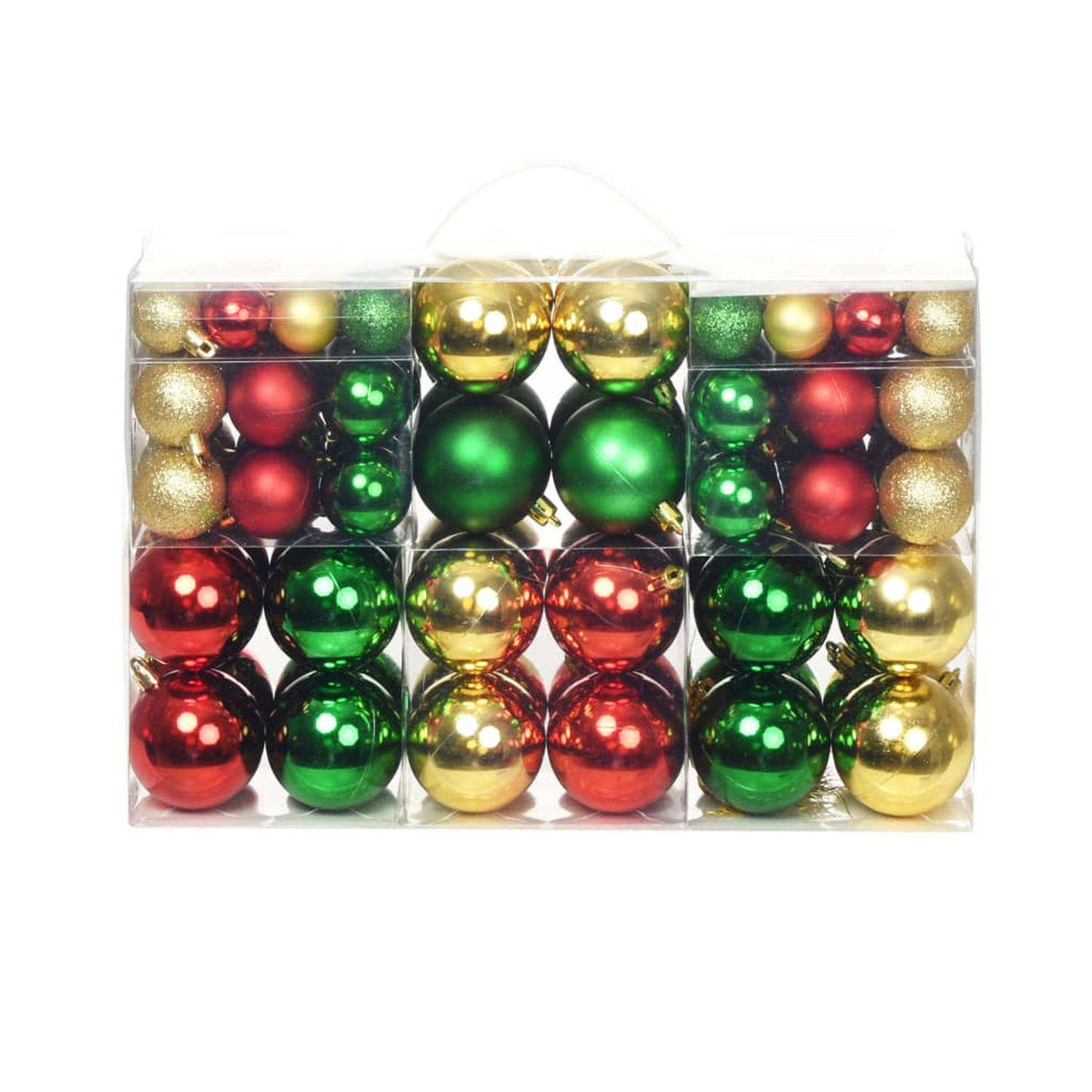 vidaXL Kerstballenset 6 cm rood-goud-groen 100-delig