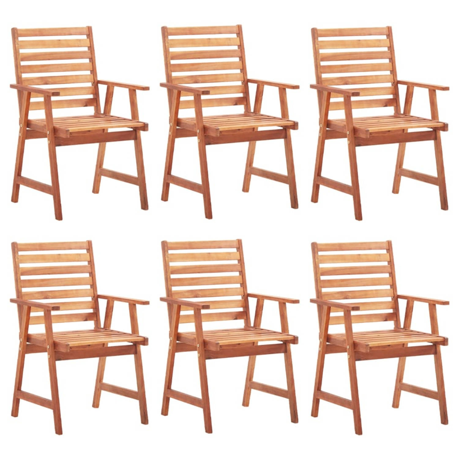 The Living Store Acacia Eetstoelenset - 56 x 62 x 92 cm - 100% Polyester - 6 stoelen - wijnrood