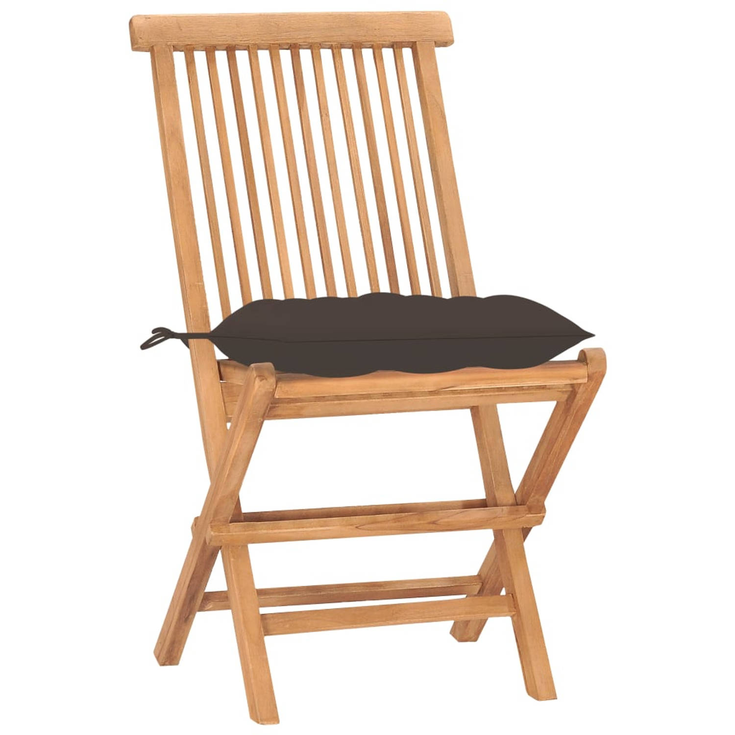 The Living Store Tuintafel en stoelen - Hard teakhout - Stapelbaar - Inklapbaar ontwerp - Taupe kussen - Afmetingen- 50 x 50 cm tafel - 46 x 62 x 90 cm stoel