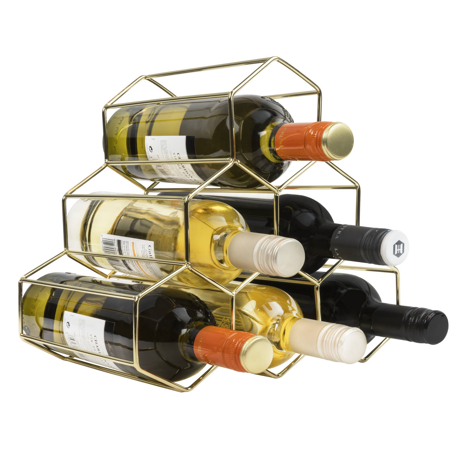 Ongeldig Interessant Mobiliseren QUVIO Wijnrek voor 6 flessen metaal - Goud | Blokker