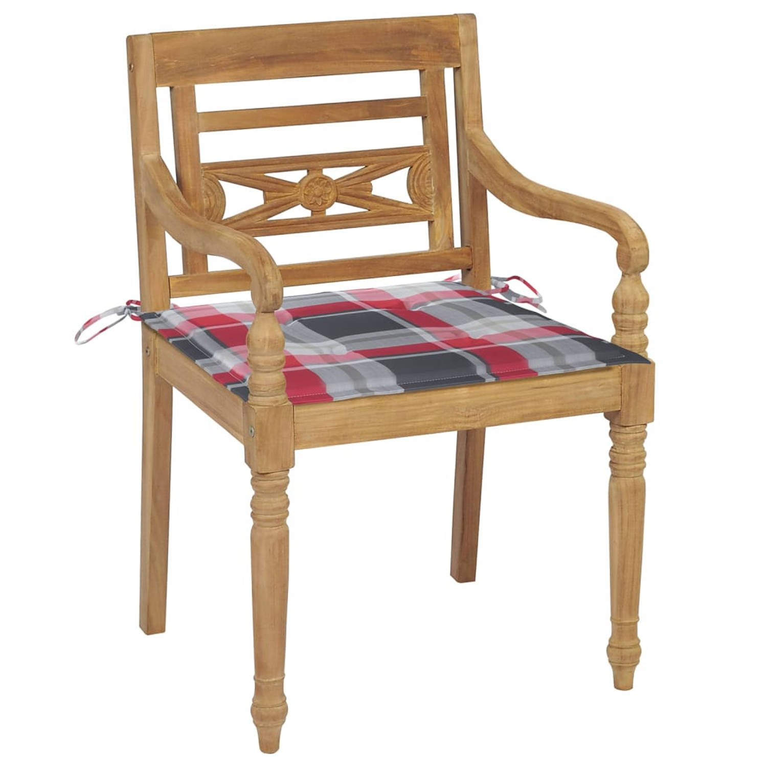 The Living Store Batavia Teakhouten Stoelen - Set van 4 - 55 x 51.5 x 84 cm - Geschuurde afwerking