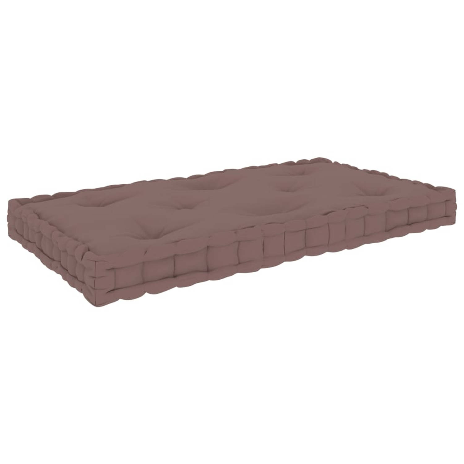 The Living Store Palletvloerkussen - Taupe - 73x40x7 cm - 100% katoen