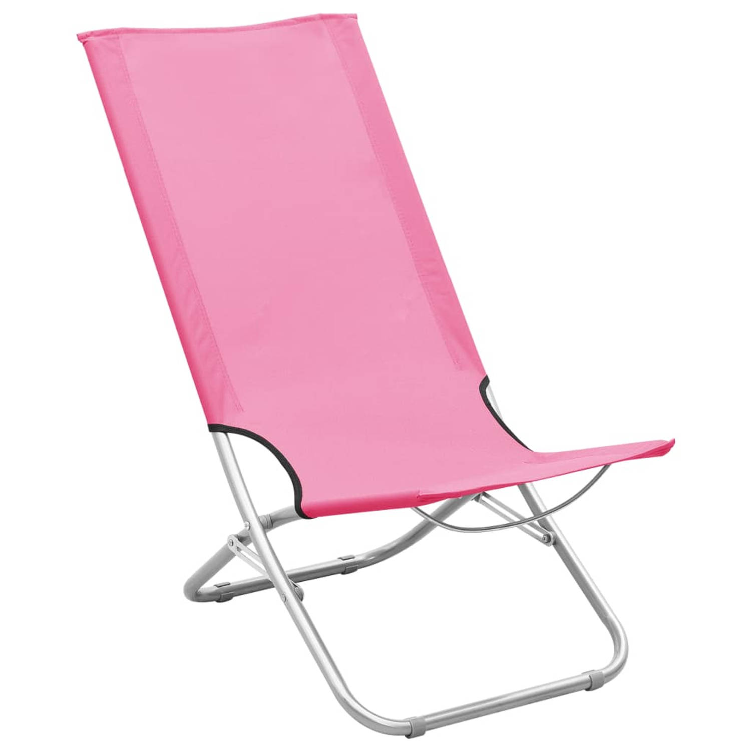 The Living Store Strandstoelen 2 st inklapbaar stof roze - Tuinstoel