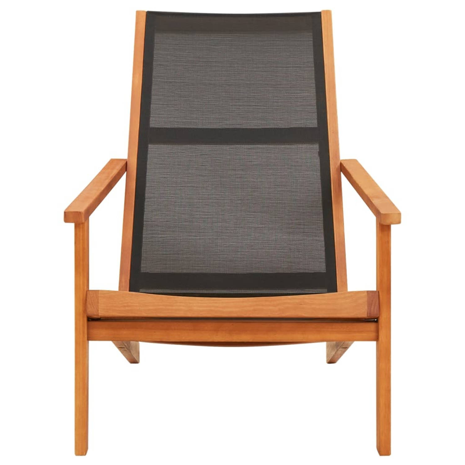 The Living Store Loungestoel Tuin 64 x 92 x 83 cm zwart houten stoel