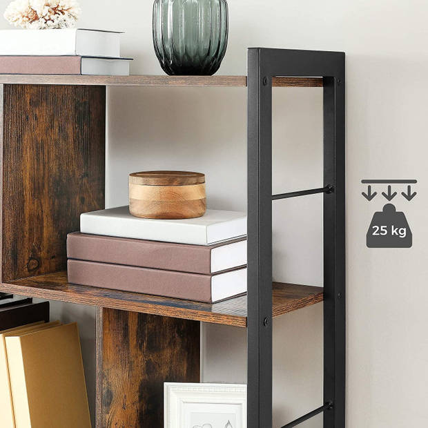 Parya Home - Houten Boekenkast - Met 5 planken - Industrieel - Bruin