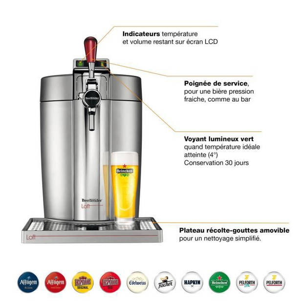 KRUPS bierbrouwer Beertender - VB700E00 - Compatibele 5L vaten - Chrome