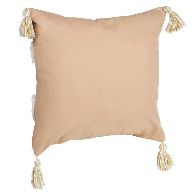 QUVIO Kussenhoes met ruit patroon en franjes, 45 x 45cm - Peach / beige