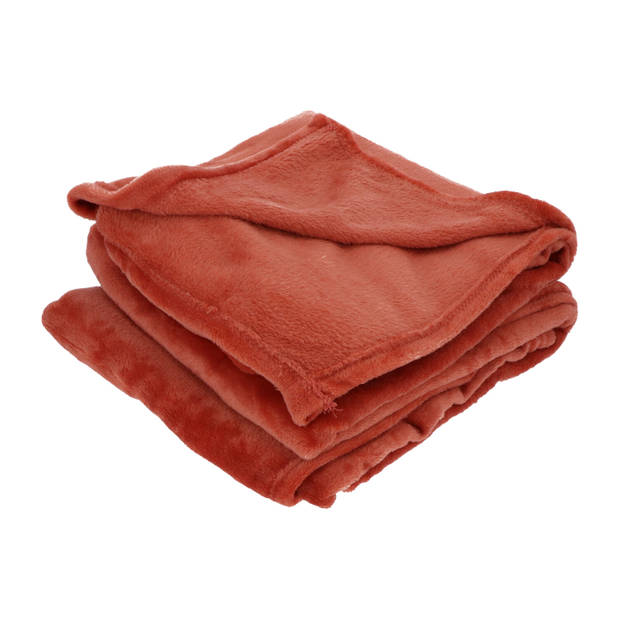 4goodz super Zachte en Grote Fleece Plaid - 180x220 cm - Terracotta