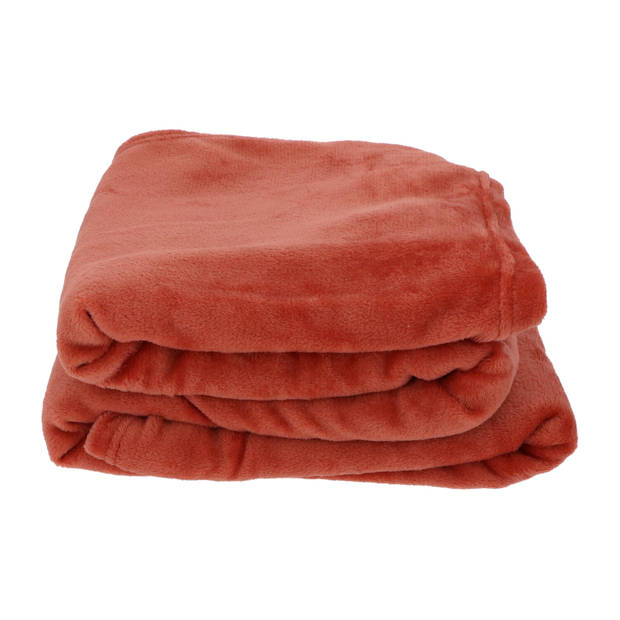 4goodz super Zachte en Grote Fleece Plaid - 180x220 cm - Terracotta