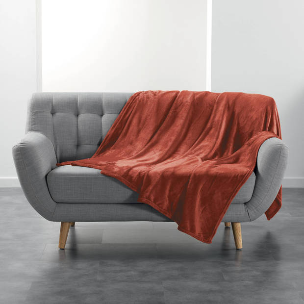 4goodz super Zachte en Grote Fleece Plaid - 180x220 cm - Terracotta