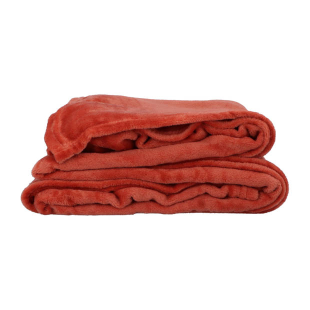 4goodz super Zachte en Grote Fleece Plaid - 180x220 cm - Terracotta