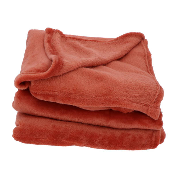 4goodz super Zachte en Grote Fleece Plaid - 180x220 cm - Terracotta