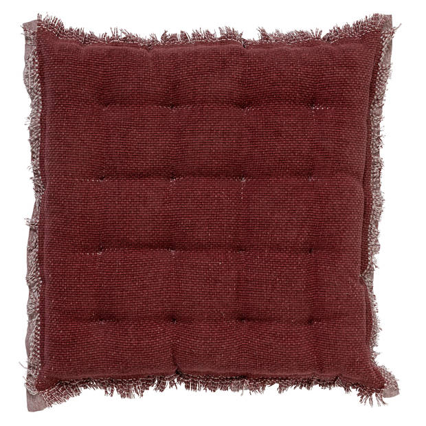 Dutch Decor - BURTO - Stoelkussen 40x40 cm - gewassen katoen - Merlot - rood