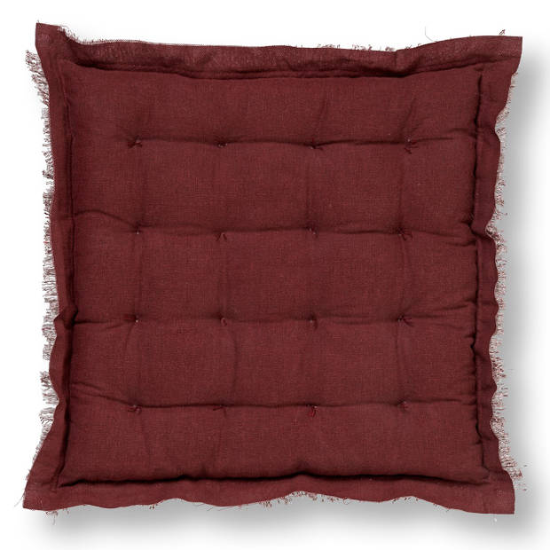 Dutch Decor - BURTO - Stoelkussen 40x40 cm - gewassen katoen - Merlot - rood