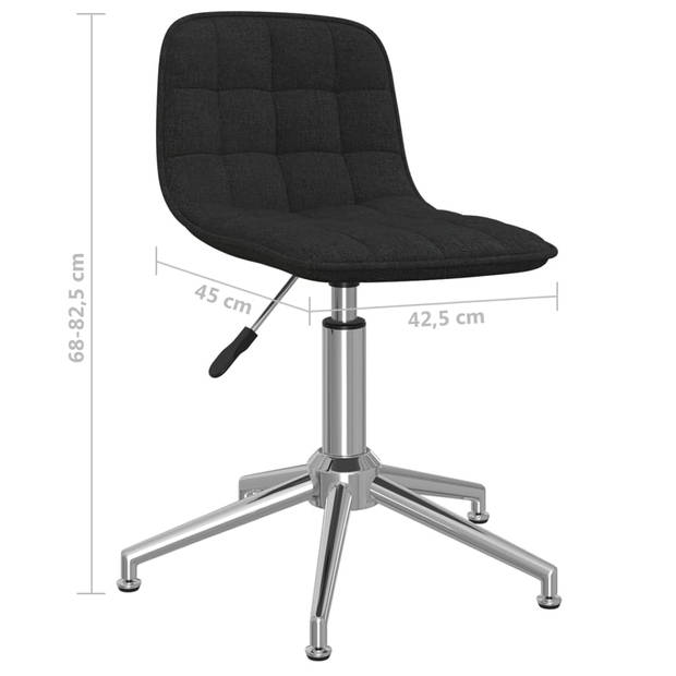 The Living Store Draaibare Eetkamerstoelen - Stof - 42.5x45x(68-82.5)cm - Zwart - Gasveermechanisme