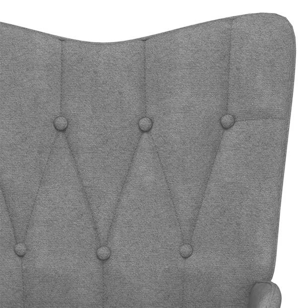 The Living Store Schommelfauteuil Relaxstoel - Donkergrijs - 61 x 78 x 98 cm - Inclusief Voetenbank