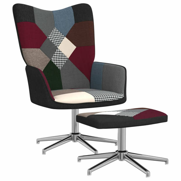 vidaXL Relaxstoel met voetenbank patchwork stof