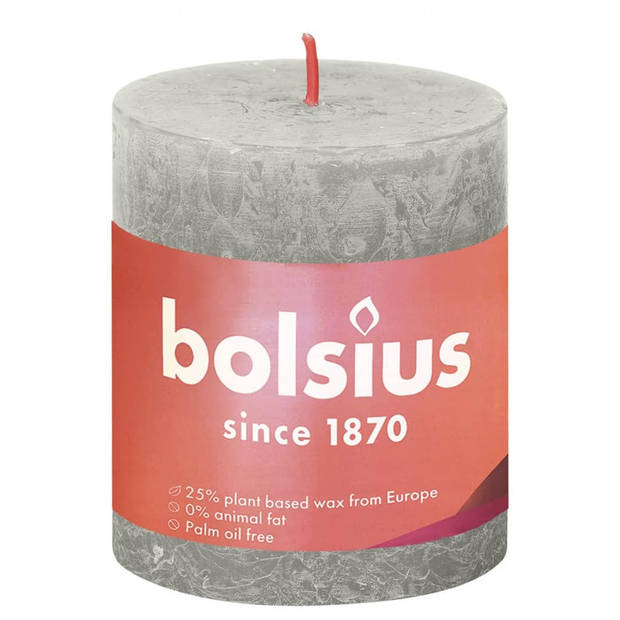 Bolsius Stompkaarsen Shine 4 st rustiek 80x68 mm zandgrijs