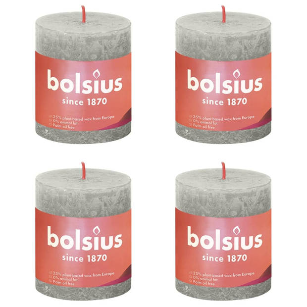 Bolsius Stompkaarsen Shine 4 st rustiek 80x68 mm zandgrijs