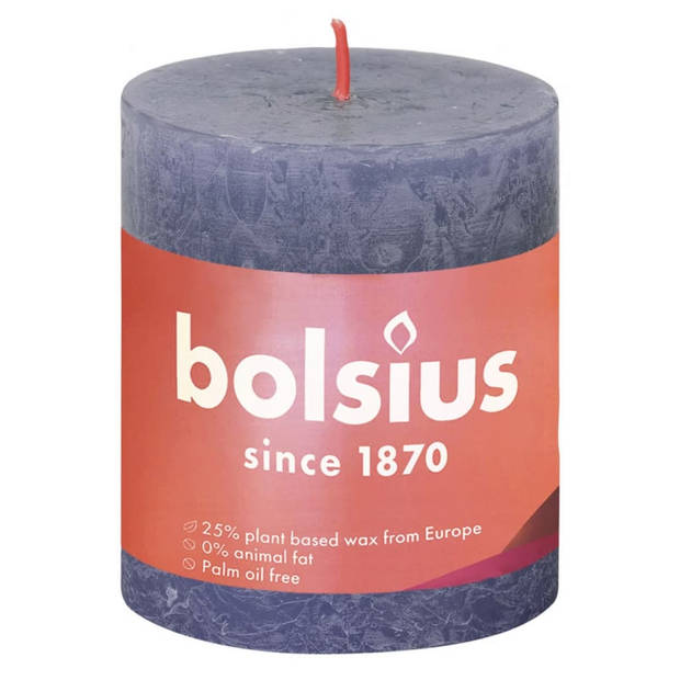 Bolsius Stompkaarsen Shine 4 st rustiek 80x68 mm schemerblauw