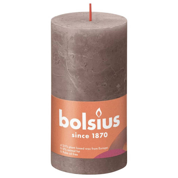 Bolsius Stompkaarsen Shine 4 st rustiek 130x68 mm rustiek taupe