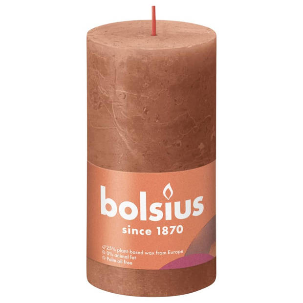 Bolsius Stompkaarsen Shine 4 st rustiek 130x68 mm rustiek roze