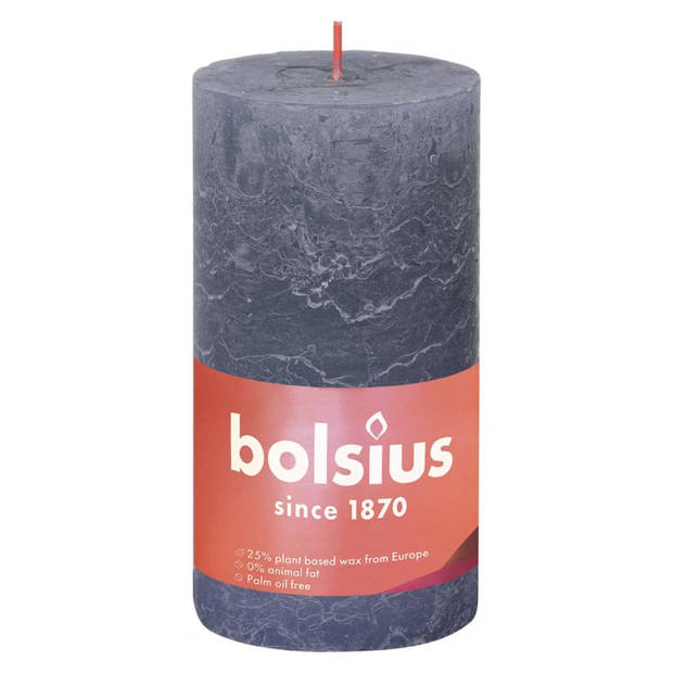 Bolsius Stompkaarsen Shine 4 st rustiek 130x68 mm schemerblauw