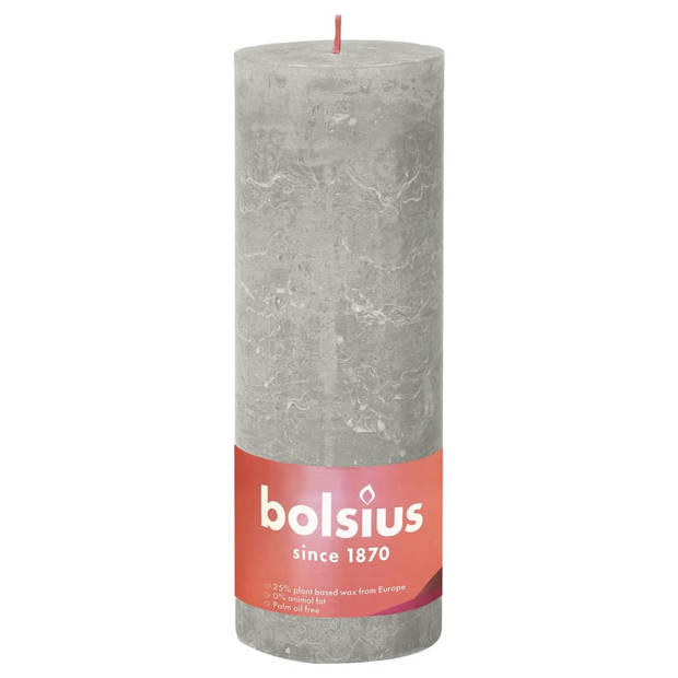 Bolsius Stompkaarsen Shine 4 st rustiek 190x68 mm zandgrijs