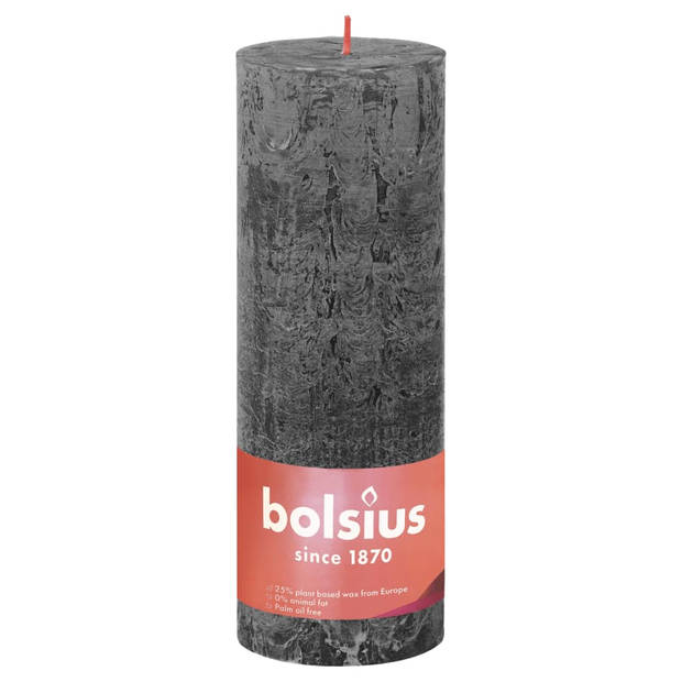 Bolsius Stompkaarsen Shine 4 st rustiek 190x68 mm stormgrijs